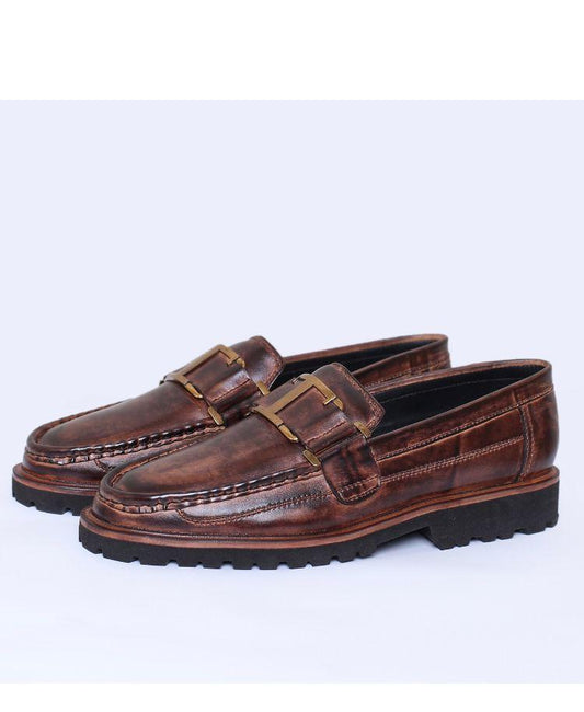 Brown Burnished with Brass Buckle