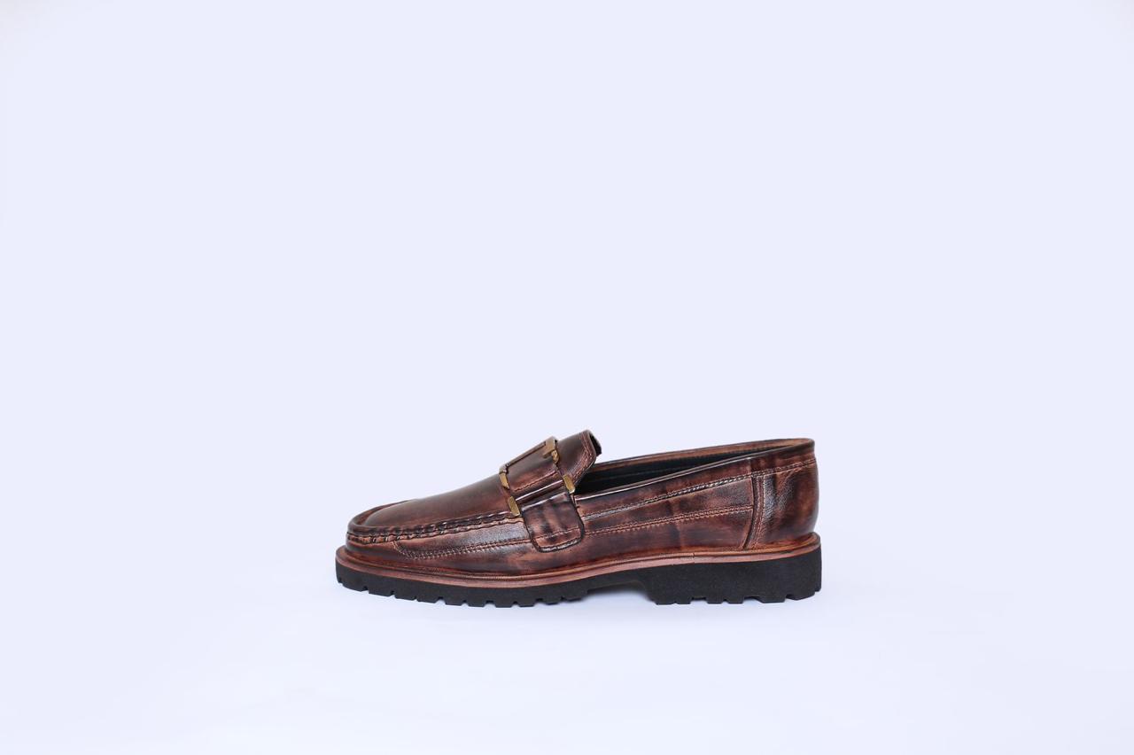 Brown Burnished with Brass Buckle